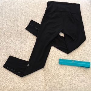 Lululemon Fast &Free 7/8 HR black leggings sz 4